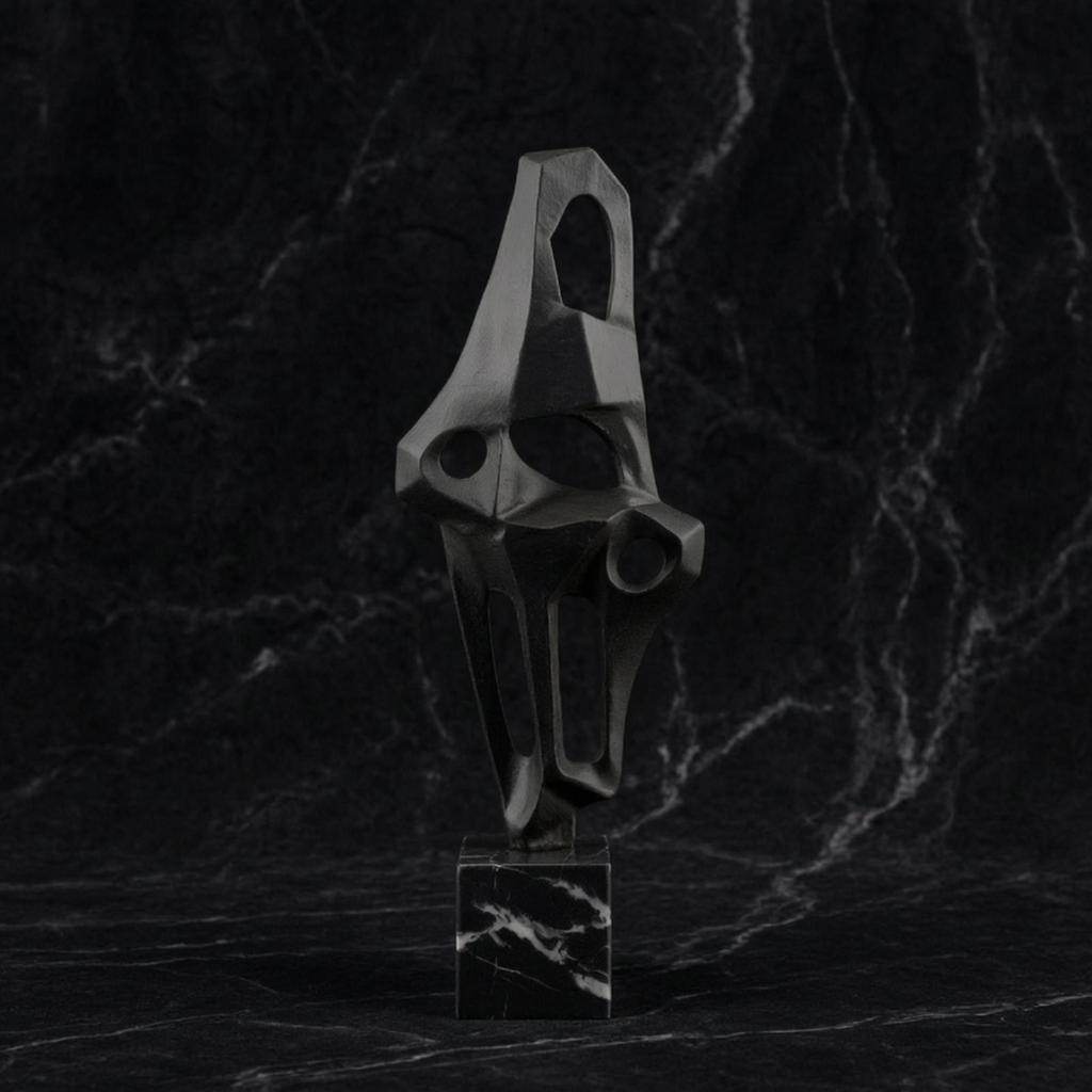Modern Metal Sculpture with Base Elegant Tabletop Sleek Statue Bold