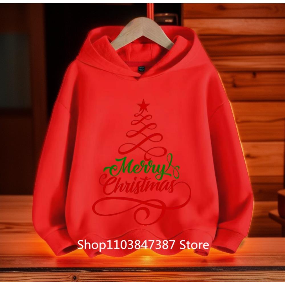 

Рождественские толстовки с принтом Санта-Клауса, свитшоты для мальчиков, девочек, унисекс, худи с капюшоном, детская мода, мультяшные, оверсайз пальто 100