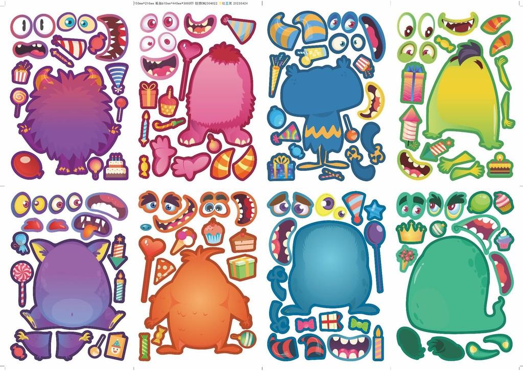 Adorable Monster Themed Stickers For Kids Birthday Celebrations Creative Diy Puzzle