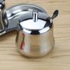 300ml Stainless Steel Sugar Bowl Coffee Seasoning Jar Condiment Pot Spice Container Canister Cruet with Lid and Spoon