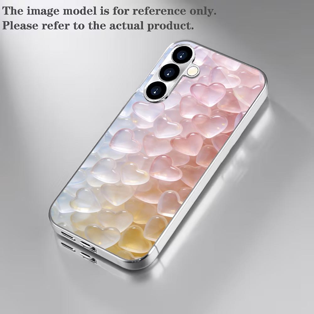 Gradient Macaron heart-shaped glass phone case suitable for Samsung Galaxy S26 S25 S24 S22 S21 S20 FE/Ultra/Plus anti drop