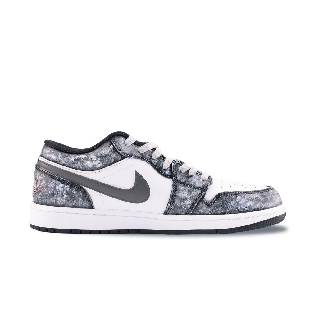 Jordan Air Jordan 1 Tomb Raider Aşınmaya Dayanıklı Düşük Bilekli Vintage Basketbol Ayakkabıları Unisex Gri Beyaz 553558-165(Takım626-)