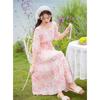 Mokana Women's French Floral Short Sleeve Maxi Dress
