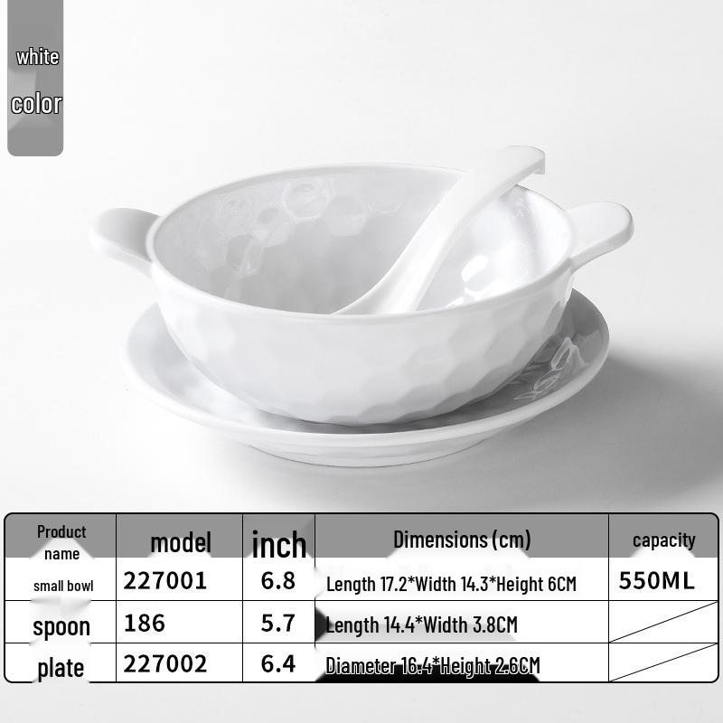 A5 Melamine Porcelain-Style Dessert Bowls: Creative Double-Ear Set for Sweets, Soup, Shaved Ice, and Snacks