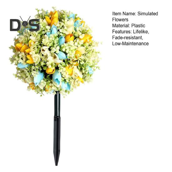 Artificial Flower Ball with Spike Realistic Faux Roses Weatherproof Artificial Rose Blooms Ball Garden Decor for Indoor Outdoor Use