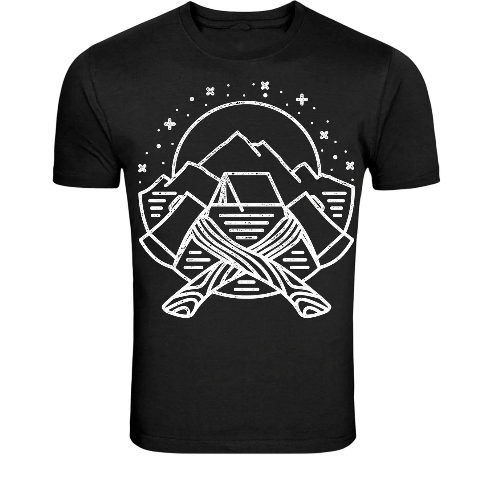 Campfire Adventure Mountains T-Shirt - Outdoor Camping Nature M