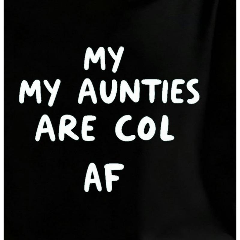 European Size Funny Cool Aunties Text Print T-Shirt Casual Graphic Tee.comfortable for Everyday Wear