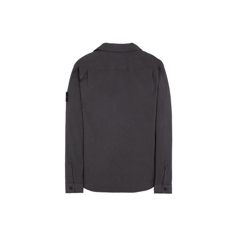 Stone Island Ss23 Solid Color Logo Chest Pocket Button-Down Long Sleeve Jacket Men jackets Charcoal 781511610-V0065