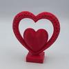 Double Heart Sculpture 3D Printed Red Heart Figurine Romantic Tabletop Ornaments for Anniversary Home Desk Shelf Decor Wedding Romantic Gifts