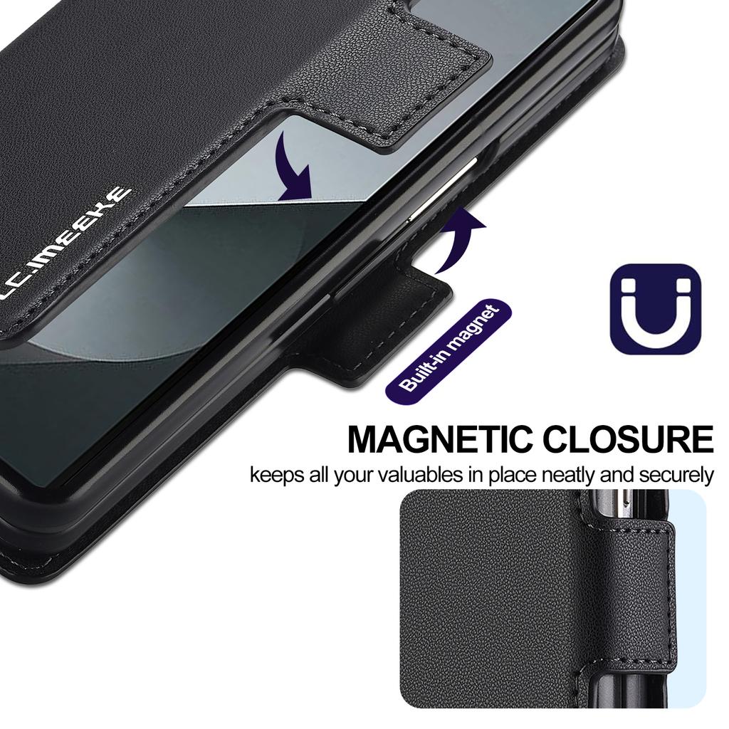 LC.IMEEKE L1 For Samsung Galaxy Z Fold5 5G Stand Case Texture PU Leather Wallet Phone Cover