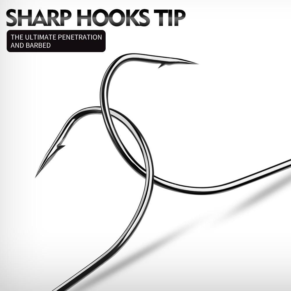 Kurbelhaken aus Kohlenstoffstahl mit Widerhaken, weicher Insekten-Einzelhaken, Großmengen-Angelhaken, breiter Bauch, Kurbelhaken, Meeresangelausrüstung