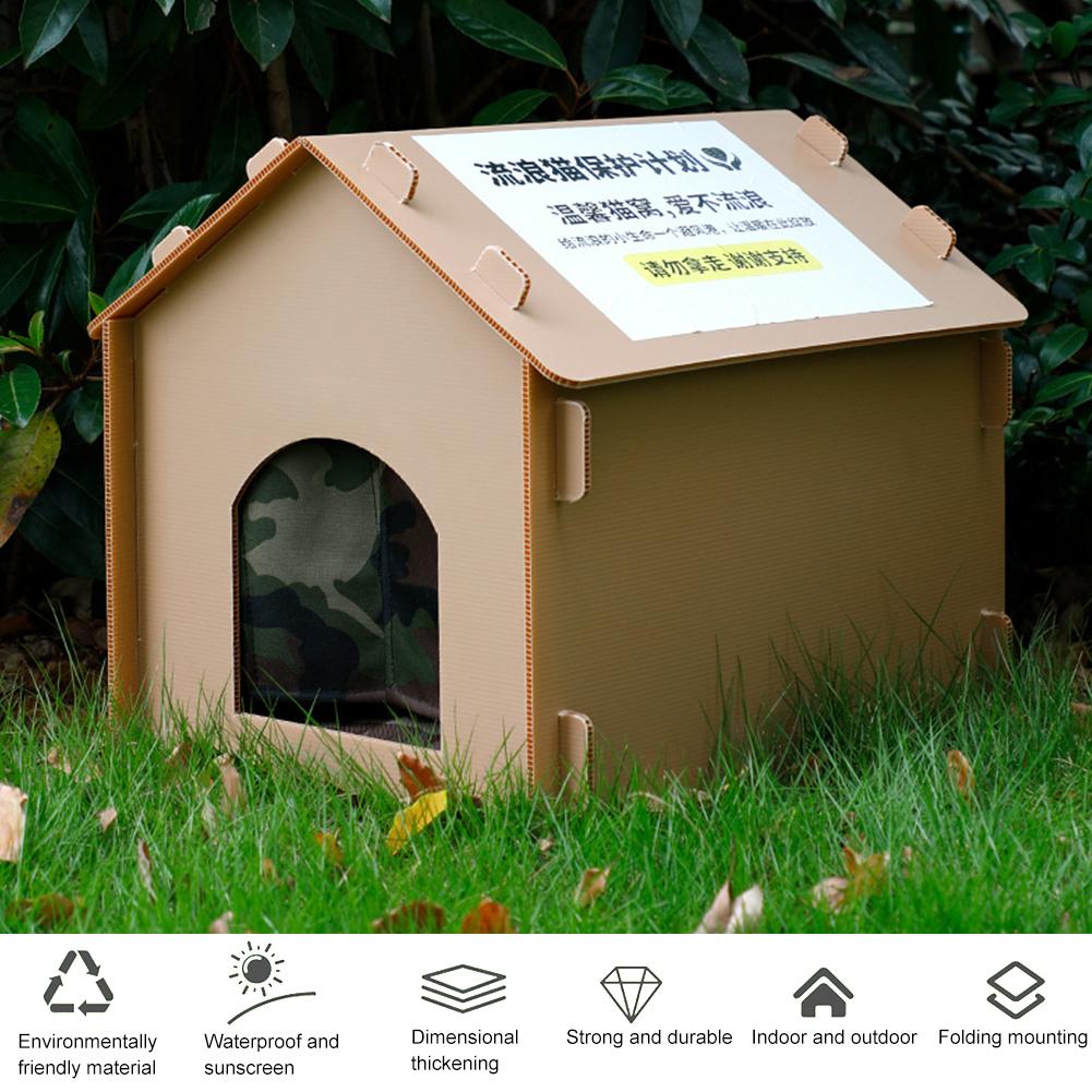 Stray Cats House Waterproof Warm Cat Shelter Foldable Cat Outdoor House Collapsible Insulated Pet House for Four Season