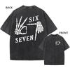 Men's Vintage Oversized Washed T-Shirt Cotton Stylish Skeleton Hand Casual Tee