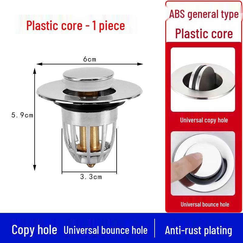 Spring Core Deodorizing Basin Leak Plug with Copper Core - Universal Bathroom Wash Basin Accessory