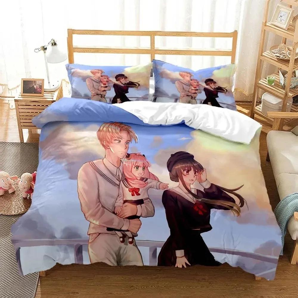 Anime Spy × Family Anya Bedding Set Boys Girls Twin Queen Size Duvet Cover Pillowcase Bed Kids Adult Fashion Home Textileextile
