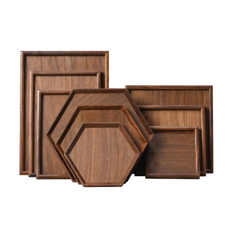 Cha Xun Solid Wood Black Walnut Rectangular Tea Tray