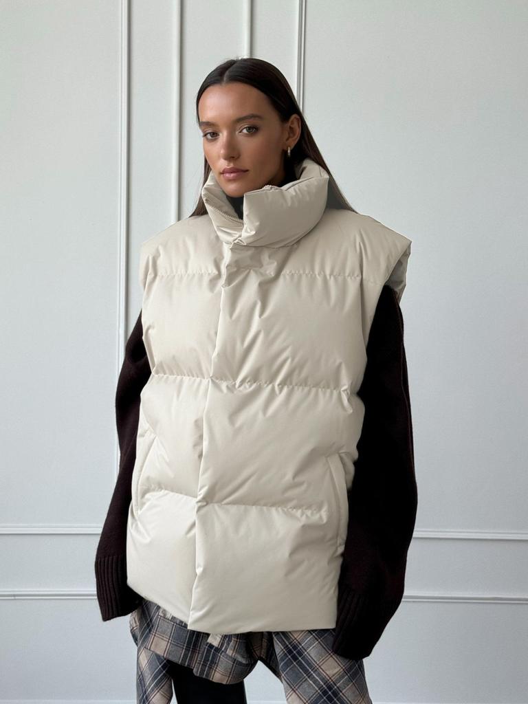 Women Autumn Winter Vests Stand Collar Loose Warm Vest Cotton-padded Coat Casual Women's Jackets Outerwears