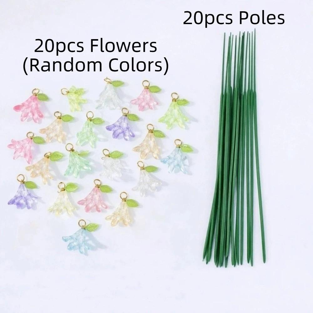 20pcs Sparkling Artificial Lilies of The Valley Flowers Landscaping