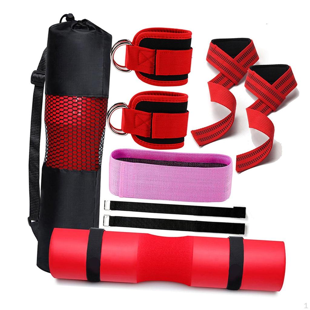 Workout Straps Ankle Brace Set for Women Men Strength Training Booty Black