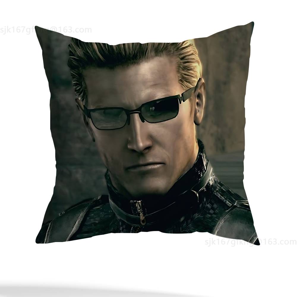 Albert Wesker Pillow Case Anti-dustmite Pillowcase Invisible zipper silky short plush Sofa cushion cover