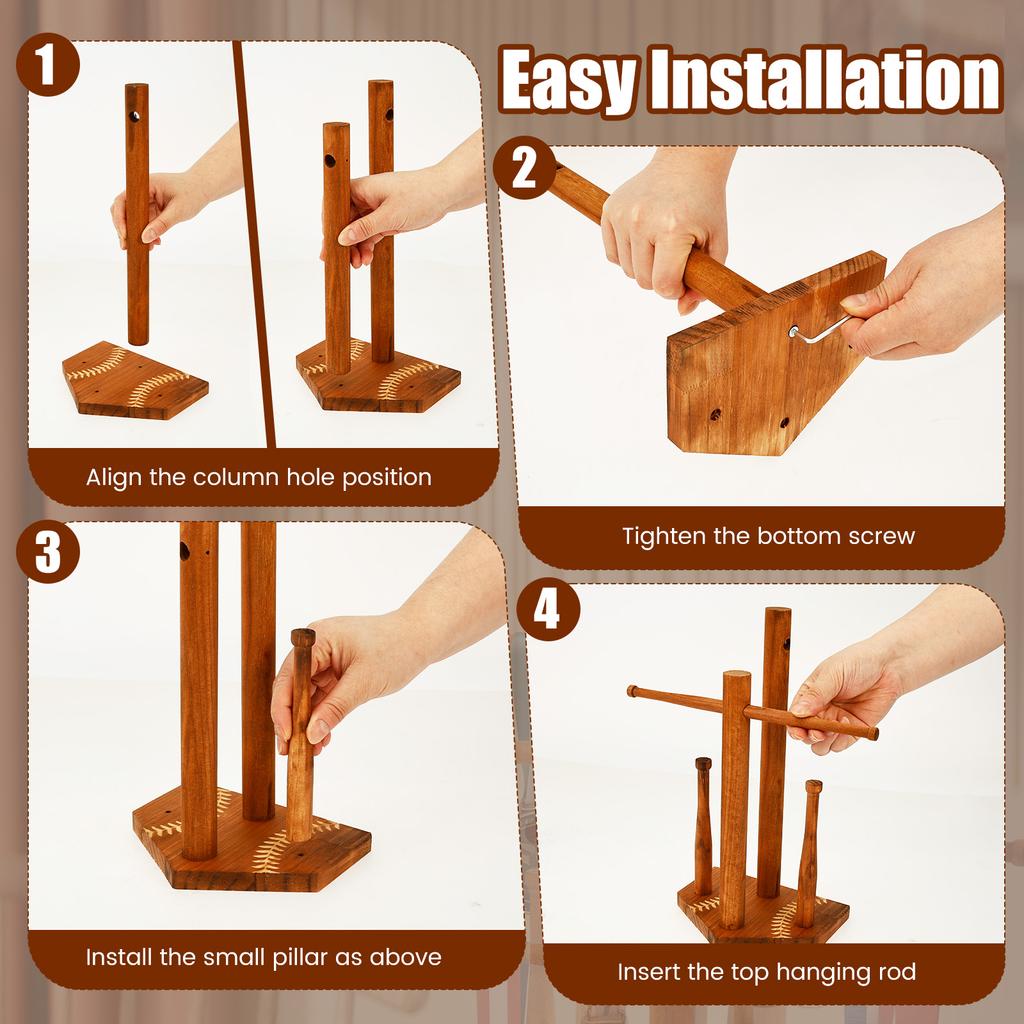 Baseball Ring Holder 2 Layer Wooden Softball Drip Necklace Display Organizer Championship Stacked Ring Stand Present for Player
