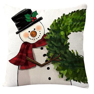 Home Decor Santa Snowman Merry Christmas Pillows Pattern Cushion Cover Suitable for Sofa Bedroom Car Pillow Cover