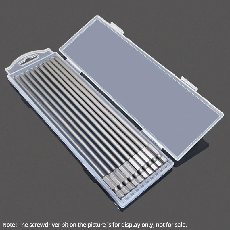 10-Grid Screwdriver Bit Storage Box Plastic Case 1/4" (6.35mm) Hex Shank 75/110/150/200mm Bits Tool Packing Parts Container