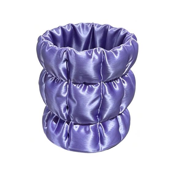 Yousheng Macaron Color Pen Holder, Cloud Pleat Design Pencil Holder, Soft Satin Compact Desktop Organizer for Pens Makeup
