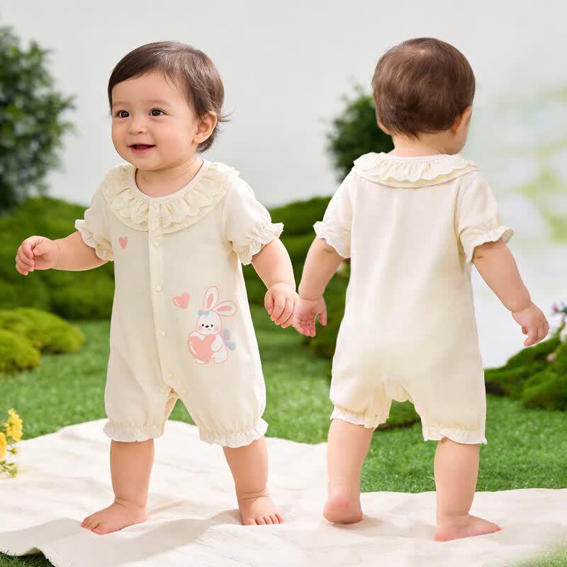Beibeiyi Girls' Cartoon Print Short Sleeve Bodysuit