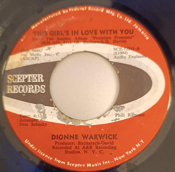 

7-дюймовая пластинка DIONNE WARWICK This Girls In Love With You DreaSCE12241 Scepter Records 1969 Ямайка Soul Funk Б/у