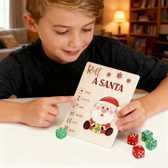 Christmas Puzzle Dice Game Santa Claus Wooden Jigsaw Puzzles for Adults Fun Holiday Activity for Kids Unique Christmas Party Game