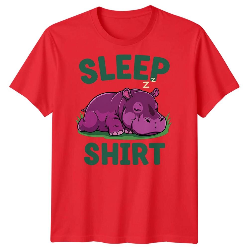 Sleep Shirt Hippo Unisexs T Shirt Cartoon Animal
