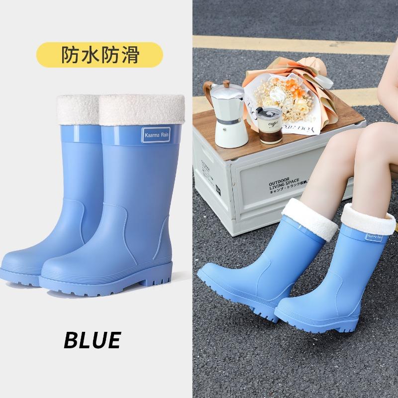 Outdoor fashion medium tube women's rain shoes pink non-slip medium boots new PVC rubber shoes street versatile platform waterproof shoes