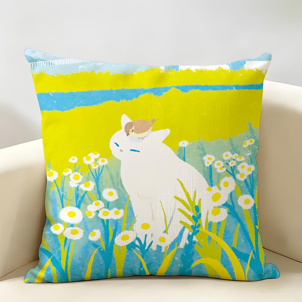 Retro Springtime Village Plants Cushion Cover Natural Linen Organic Fabric DoubleSided Printing Room Sofa Decor Pillow Case