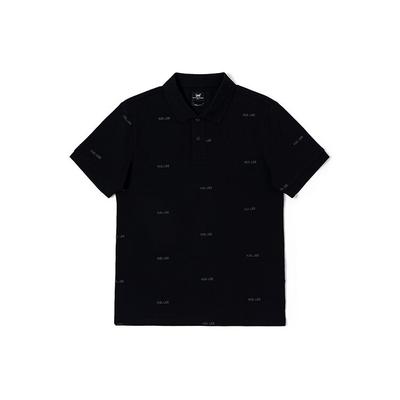 Logo All Over Print Fitted Short Sve Polo Shirt Men Tops Black LMT004539200236K11000