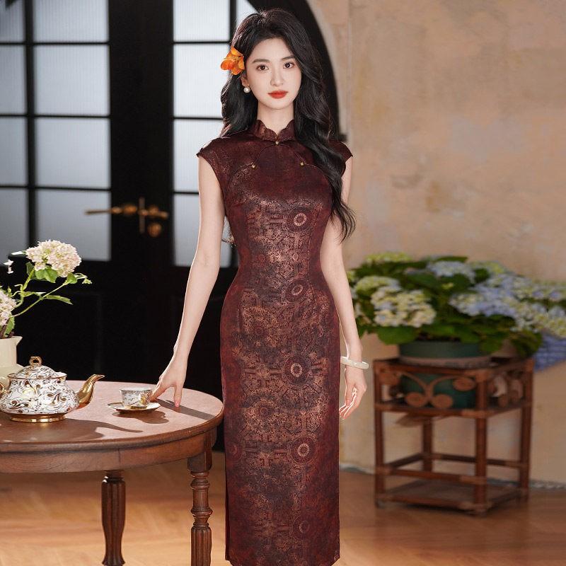 Sleeveless Modern Chinese Style Long Cheongsam Dress Women 2026 Elegant Daily Wear