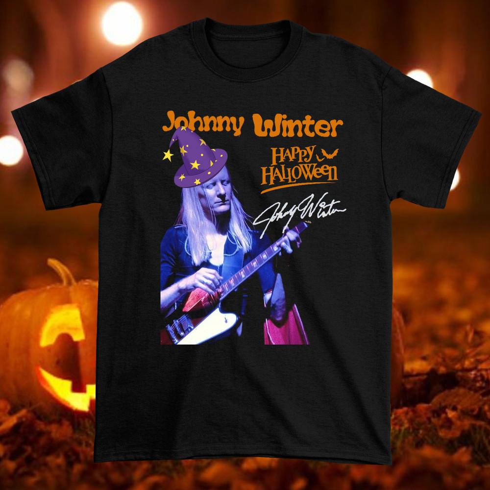 Rare Happy Halloween Johnny Winter Signature T Shirt All Size AL1071