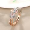 Huitan Knot Design Two-tone Ring for Women Wedding Party Exquisite Inlaid Shiny CZ Daily Female Finger Accessories Fancy Jewelry