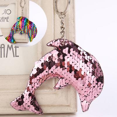 Flitrované ozdoby Odevné doplnky Dolphin Keychain Taštička Závesná Reflexný lesklý prívesok na kľúče do auta