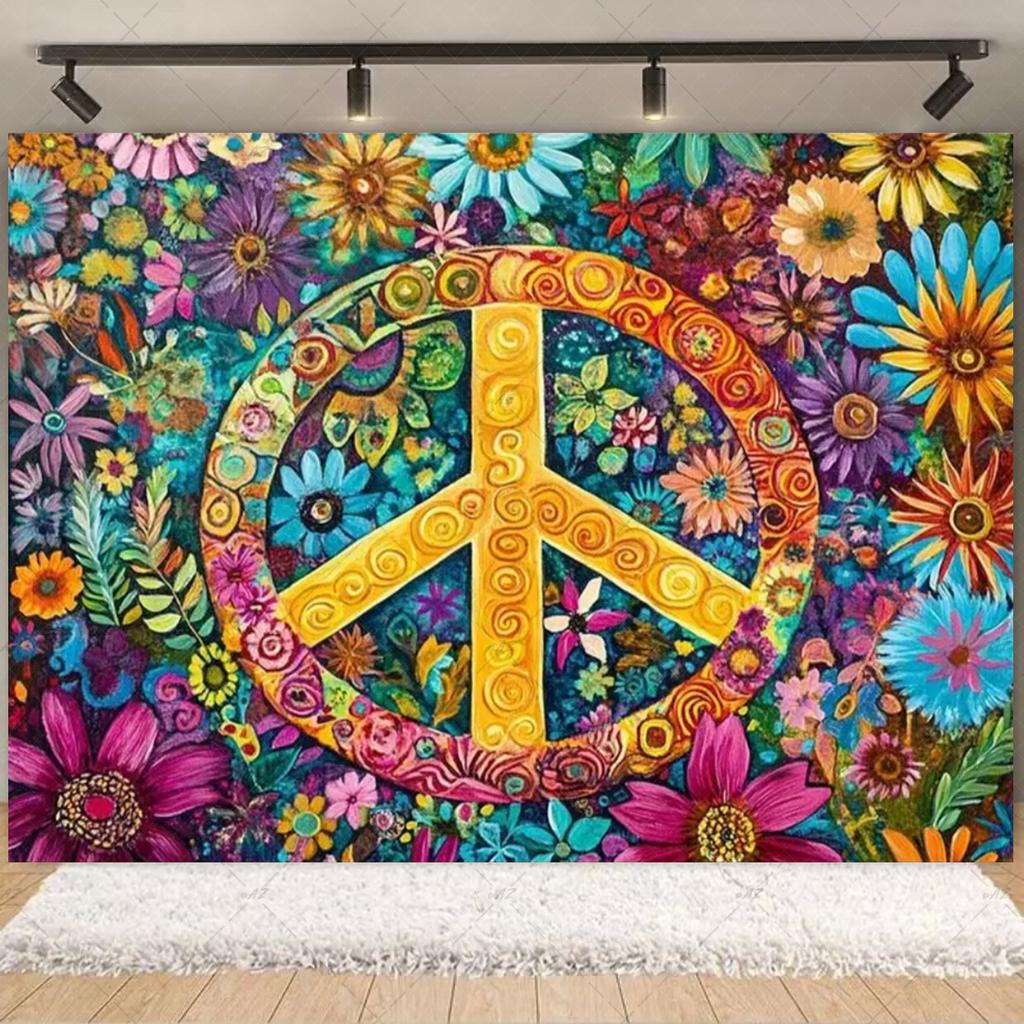 Stile Bohémien Colorato Hippie Bus Tema Sfondo per Compleanno Pace E Amore Decorazioni per Feste Stampa Tie Dye Sfondo in Vinile Regali