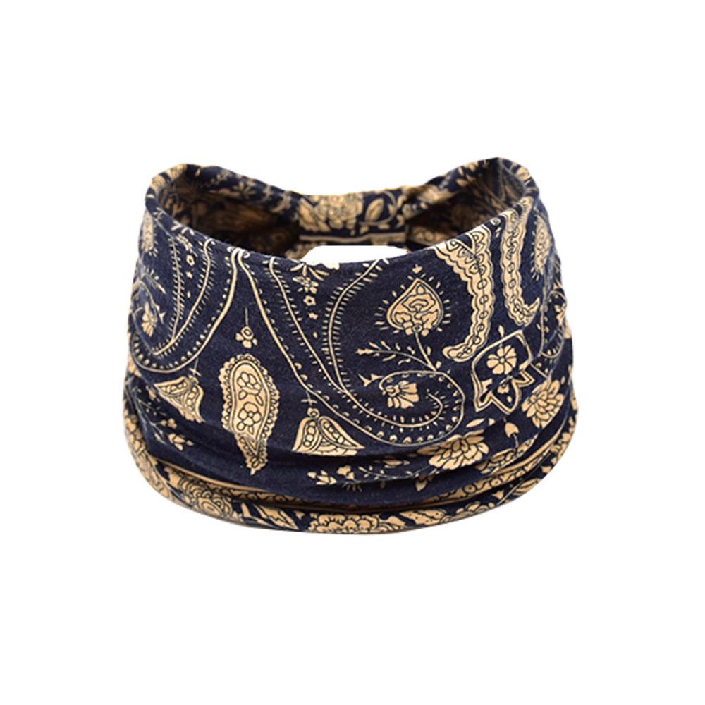 Women's Paisley Sport Yoga Headband - Sweat-Absorbing, Elastic Cotton, Bohemian Style