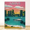 Travel Canvas Paintings Vintage Wall Kraft Posters Coated Stickers Home Decor Pictures Florida Miami Beach America