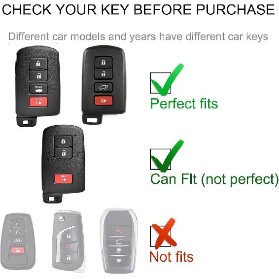 Toyota-Schlüsselanhänger-Abdeckung mit Toyota-Schlüsselanhänger, Auto-Schlüsselanhänger-Hülle, kompatibel mit Toyota Camry Avalon Corolla Highlander RAV4 Sequoia Smart Key