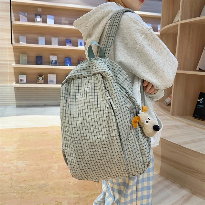 Plaid Women's College Style Backpack Large Capacity Junior Senior High School Student Schoolbag