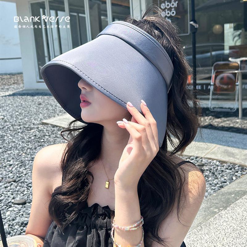 Wrap-around plus eaves sun protection empty top hat children's summer outdoor UV protection sun hat foldable sun hat