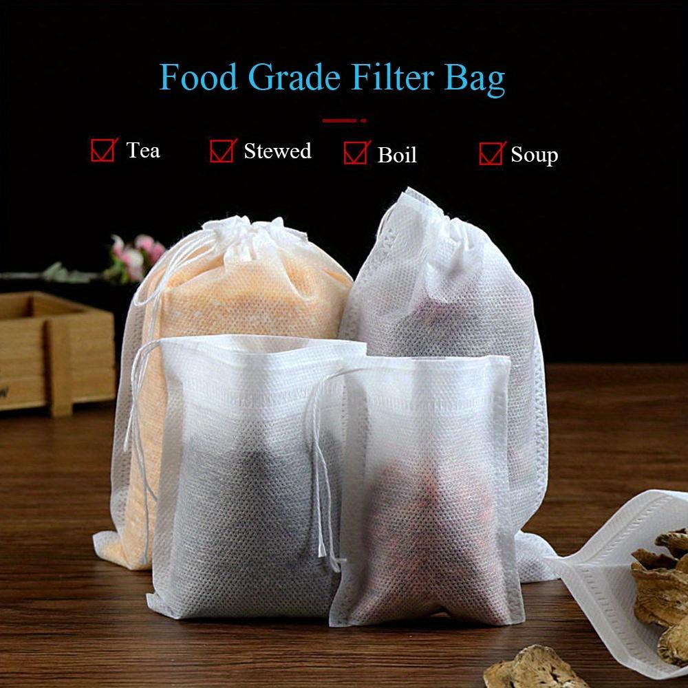 100pcs Disposable Tea Infuser Bags - 5x7cm Non-Woven Fabric with Drawstring, Perfect for Loose Leaf Tea & Spices