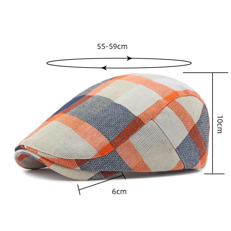 Men Women's Beret Plaid Cap Vintage Paintwork Hat