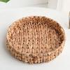 Rattan Weidenkorb Handgeflochten Obst Tee Snack Brotkorb Kosmetik Runde Aufbewahrungsbox Wasserhyazinthe Tablett Schmuckschale