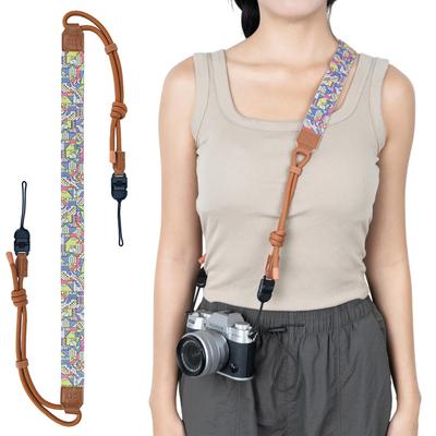 JJC Camera Stylish PU Leather Camera Neck Strap for Canon EOS Fujifilm Sony A7 Nikon Z Significantly Reduces Drop Load Adjustable Camera Shoulder