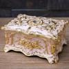 Elegant European Rose Engraved Metal Jewelry Box For Rings Necklaces Earrings With Soft Lining